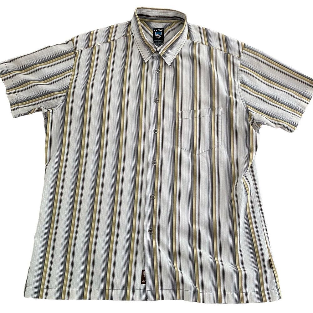 KUHL Shirt Mens XL Multicolor Striped Button Up Textured Short‎ Sleeve Outdoor